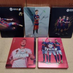 For sale are 5 collectable Fifa steelbooks with games. All come with the games (Fifa 16 is the only PS3 game, the others are all Xbox One games). All steelbooks are in great condition. £30 the lot. Collection from Hastings area or I can post for extra. I can deliver within a 5 mile radius.