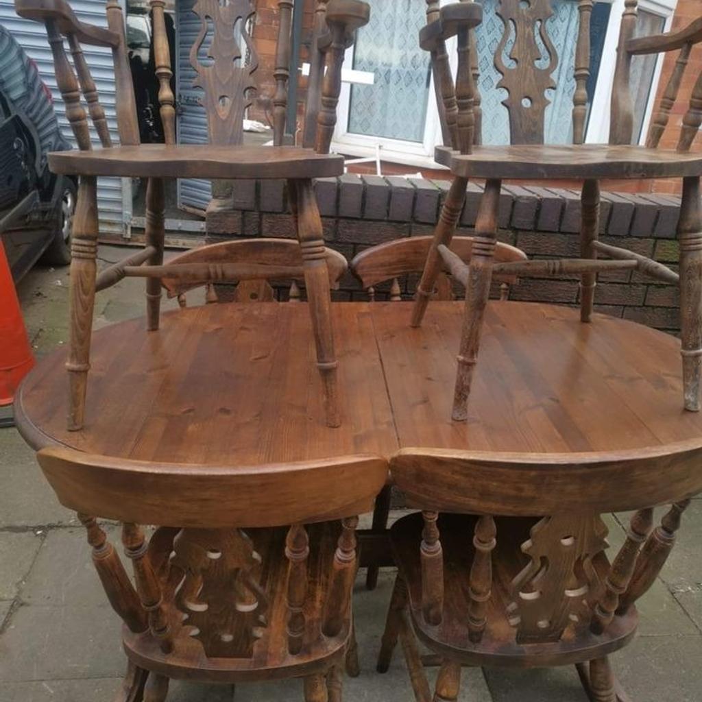 Hi here I have a
Farmhouse style dining table + 6 chairs ( 2 of the chairs are carvers)
Table is entendable
Chairs are faded but other than that in good condition - no damage
Will need a wipeover - once wiped over and polished, this table will come up beautiful
Nice solid sturdy set
Collection aston b6
Any questions feel free to ask
No scammers or time wasters please!
Cash on collection - no paypal or bank transfer
Birmingham
Location is approximate
Seller information
Janet Smith
Joined Facebook in 2015