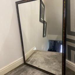 Black gloss mirror with gold detail ht 92 width 65 cms large , collection only ls8