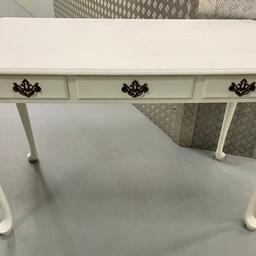 White in colour recently painted , the drawers could be covered with decorative paper to look nice legs also detach & unscrew

112 L x 62.5 w x 80 h cm