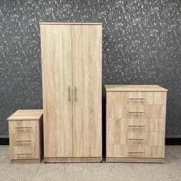 - NOVA 2 DOOR WARDROBE, 5 DRAWER CHEST AND 3 DRAWER BEDSIDE TABLE 
🌟£400.00 

To place your order ring 01709 208200 or click here to order via our website - https://www.bwbeds.co.uk/product-page/nova-walnut-wardrobe-chest-and-bedside

FULLY ASSEMBLED AND READY TO USE 
HAS METAL RUNNERS
2 DOOR WARDROBE
WIDTH - 76CM
DEPTH - 53CM
HEIGHT - 180CM
5 DRAWER CHEST
WIDTH - 76CM
DEPTH - 40CM
HEIGHT - 101CM
3 DRAWER BEDSIDE
WIDTH - 38CM
DEPTH - 40CM
HEIGHT - 66CM

B&W BEDS 

Unit 1-2 Parkgate court 
The gateway industrial estate
Parkgate 
Rotherham
S62 6JL 
01709 208200
Website - bwbeds.co.uk 
Facebook - B&W BEDS parkgate Rotherham

Free delivery to anywhere in South Yorkshire Chesterfield and Worksop on orders over £100

Same day delivery available on stock items when ordered before 1pm (excludes sundays)

Shop opening hours - Monday - Friday 10-6PM  Saturday 10-5PM Sunday 11-3pm