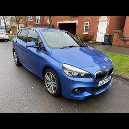 I have for sale BMW 216d m sport 1.5 diesel,6 gears,sat nave,rear parking sensors,start/stop,leather seats,MOT till 1st of September £20 a year road tax just been full serviced,very clean and in great condition cat s call me on 07982904113