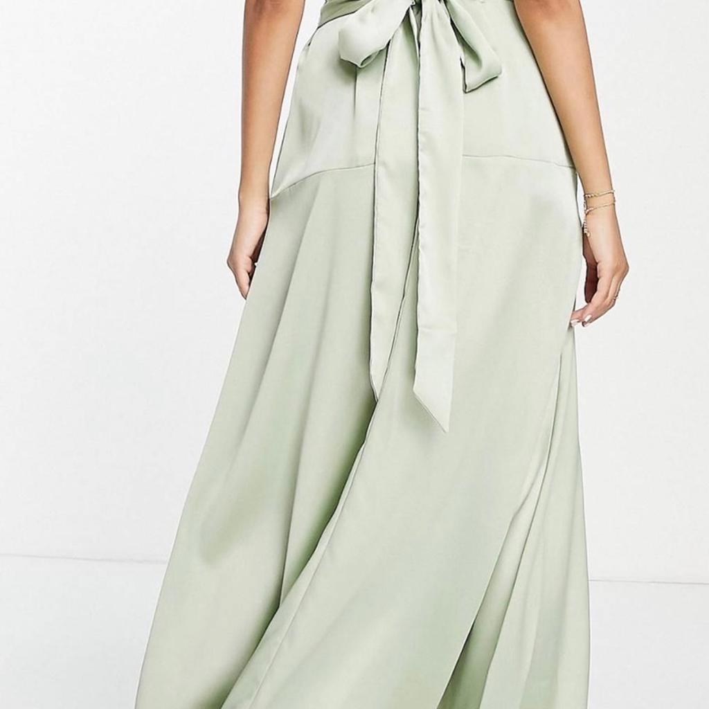 Sage green maxi evening dress, never worn because the colour tone was wrong for the occassion, size 12