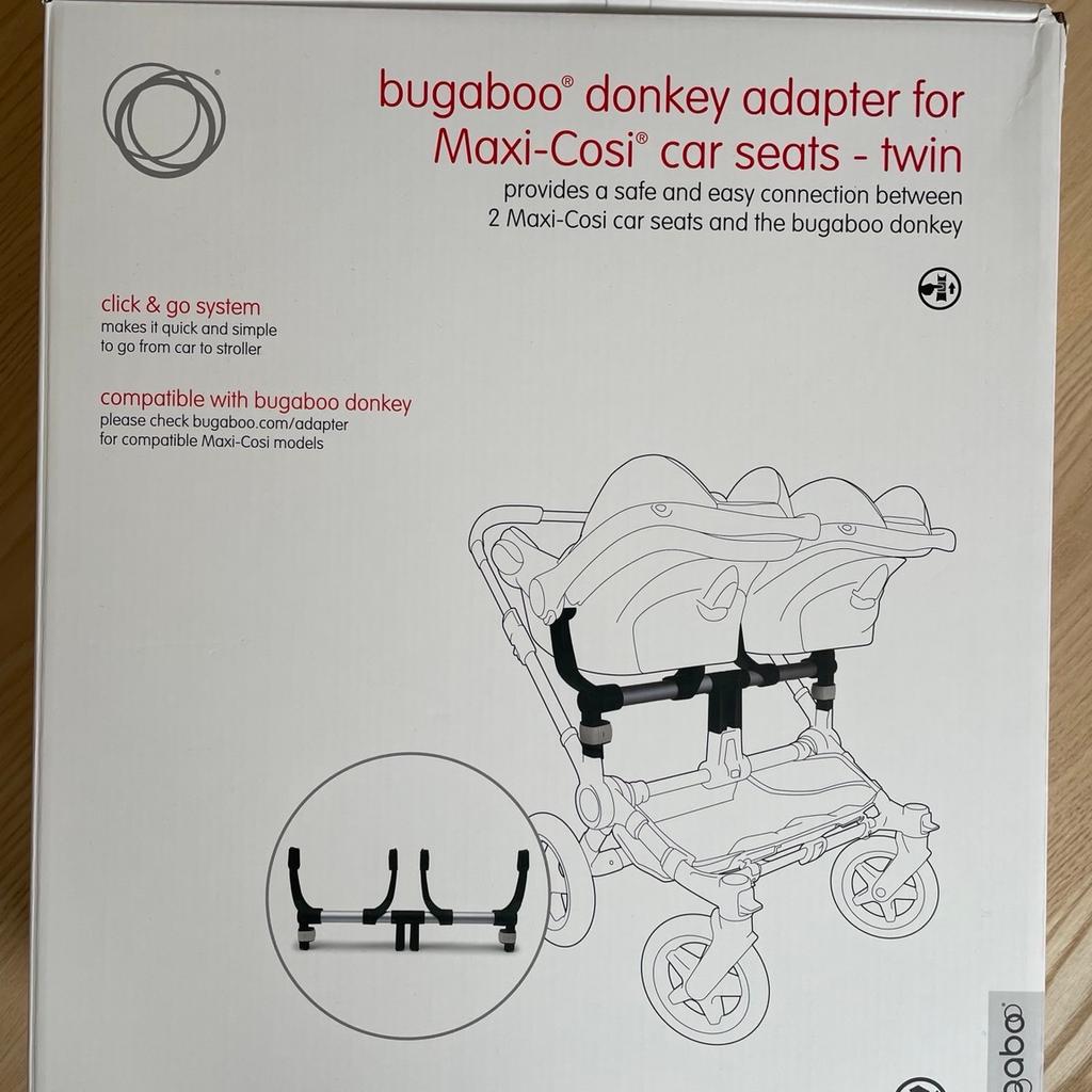 Hi, wir verkaufen unseren Adapter für den Bugaboo Donkey Twin! Wurde letztes Jahr gekauft und kam nur wenige Male in Einsatz, daher wie neu!
