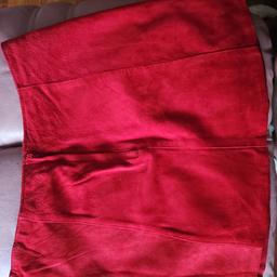 red suede mini skirt