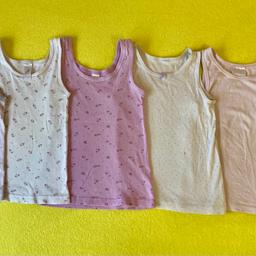 6 Stück Unterhemden für Mädchen
Größe: 110 / 116

Ein Unterhemd hat einen kleinen Filzstift-Farbfleck.

Selbstabholung in Kufstein 🌸 Danke