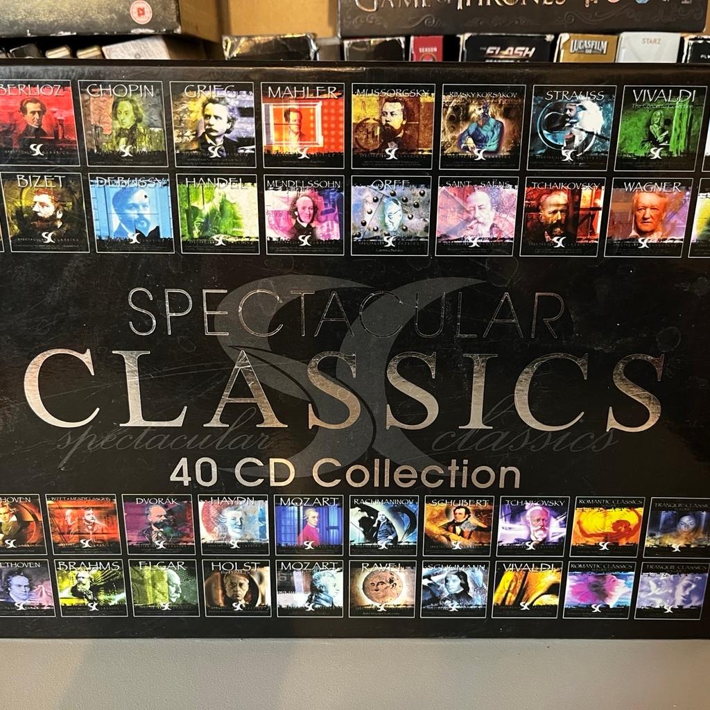 Spectacular classical 40 CD collection.
As new and treated with much care.
All the greats and your favorite tracks.
Perfect gift for someone who loves music.