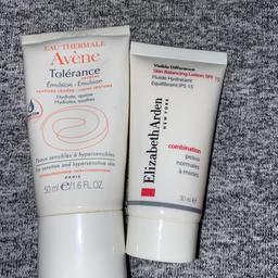 Eau thermale Avène tolerance spring water face cream.-Only used twice . Elizebeth Arden skin balancing lotion - used twice , lots of product left in both ! Like new , great condition, can post
