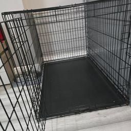 Extra large dog/ animal crate
with removable plastic tray
no longer need
one opening door
Collection only please
H = 30 inch
D = 28 inch
L = 42 inch
Used condion few rusty parts in bolt etc but don't effect use.
Folded down ready to collect.
Open to offers.