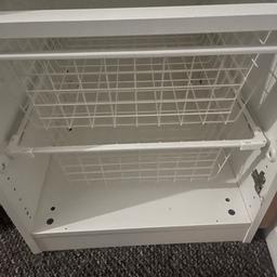 2 x IKEA KOMPLEMENT basket with pull-out rail, and glass shelf in white, for 50x58 cm Pax wardrobe. Great condition.