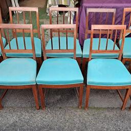 A set of ten early 20th-century Danish mahogany dining chairs upholstered in turquoise fabric. Good solid antique chairs with age related marks as pictured and could do with an upholstery clean or reupholstering , a nice ten chair set.

Height-84.5cm Seat Height-48cm
Width-49cm Depth-47cm

Can deliver locally for a fee.

Please view my other items by clicking on my name, thank you.