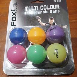 Multi coloured table tennis balls,  pack of 6. Brand new.  Collection only from Swinton Manchester M27