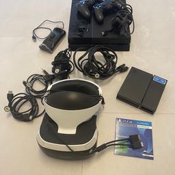 Das Paket beinhaltet:

PlayStation 4
Playstation VR Brille
Kabel
2 Controller
Schnellladestation
Headset
Kamera
5 Spiele

Zu viel zum Verschicken - darum nur Abholung :)

Privatverkauf - kein Umtausch, keine Rücknahme