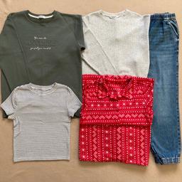 Beautiful bundle of girls clothes

Age 11-13 years

Green sweatshirt with embroidered quote & heart on sleeve age 11-12yrs
Grey ribbed cropped jumper age 10-12yrs
Black & white ribbed T-shirt age 11-12yrs
Next denim jeans age 12yrs
Red & white fleece button up pyjamas age 12-13yrs

All in very good condition

From a pet & smoke free home. Thanks for looking.