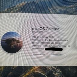 Verkaufe wegen Neuanschaffung meinen iMac 27 Zoll Late 2012

CPU: 3,4 GHz i7
Ram: 32GB
Gpu: NVidia GeForce GTX 675MX 1GB
Festplatte: 3 TB SSD

macOs Catalina frisch installiert
Funktioniert einwandfrei

Abholung oder kann auch versendet werden.
