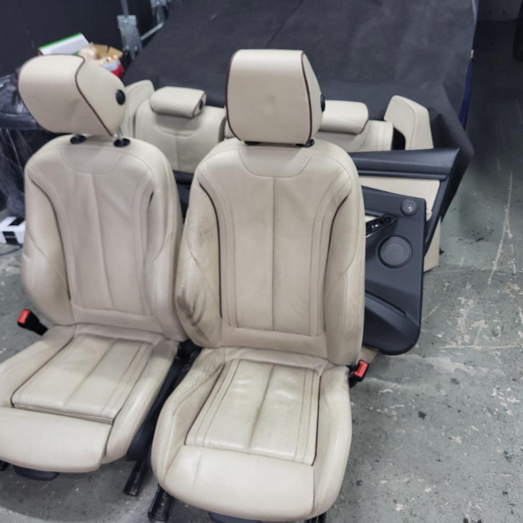 bmw f30 individual leather seats complete set with arm rest and door cards front seats electric and heated rear seats split folding non heated.
