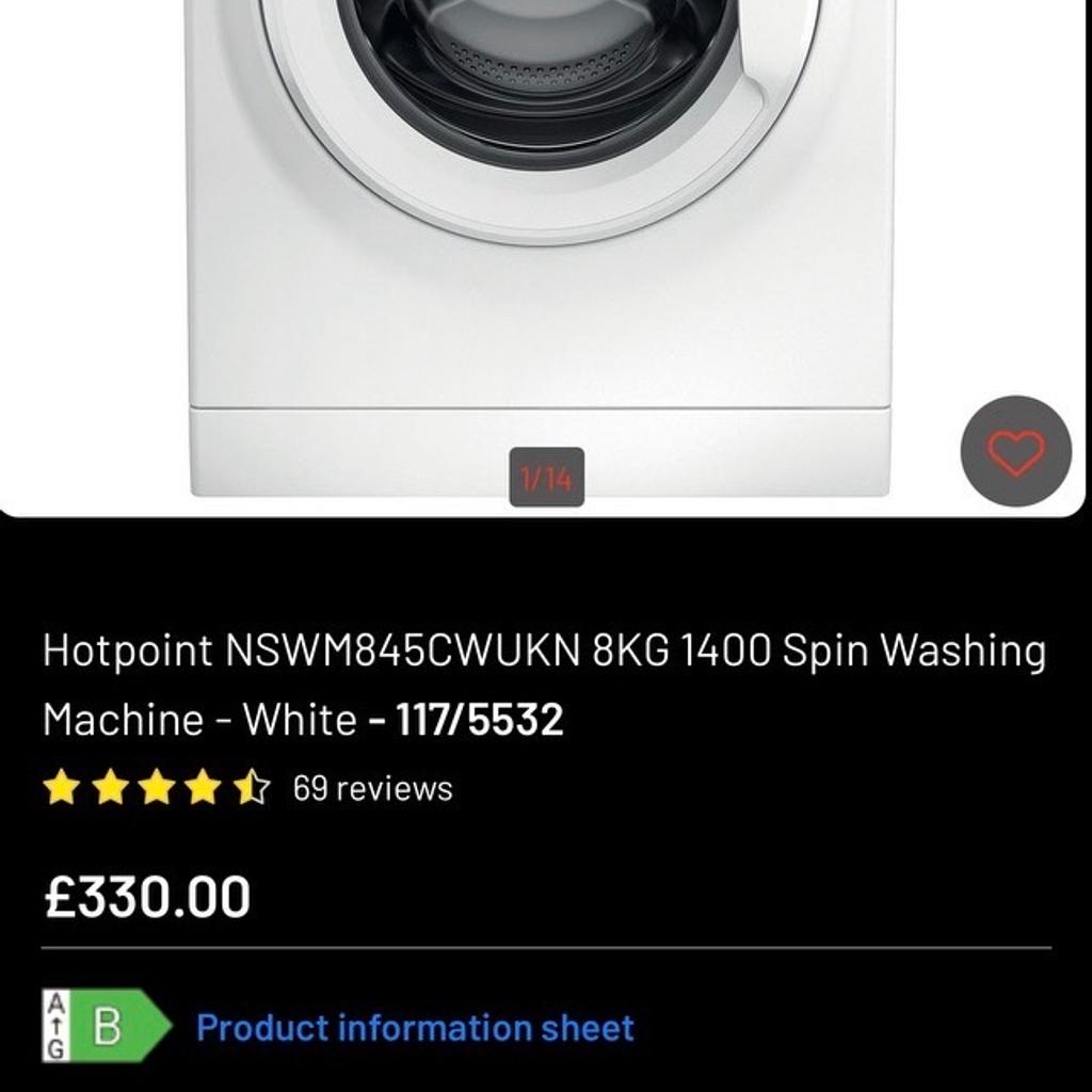 Brought for £330
Moved home hence selling
8kg capacity
1400 spin speed

Can deliver with extra charge