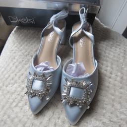 brand new grey wedding shoes with sparkly detail never worn as changed colour schemes and in box size 5