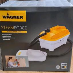 Wagner steam wallpaper stipper steamforce. Capacity is 4L, Steaming time max 70 min. Package opened before but was never used.