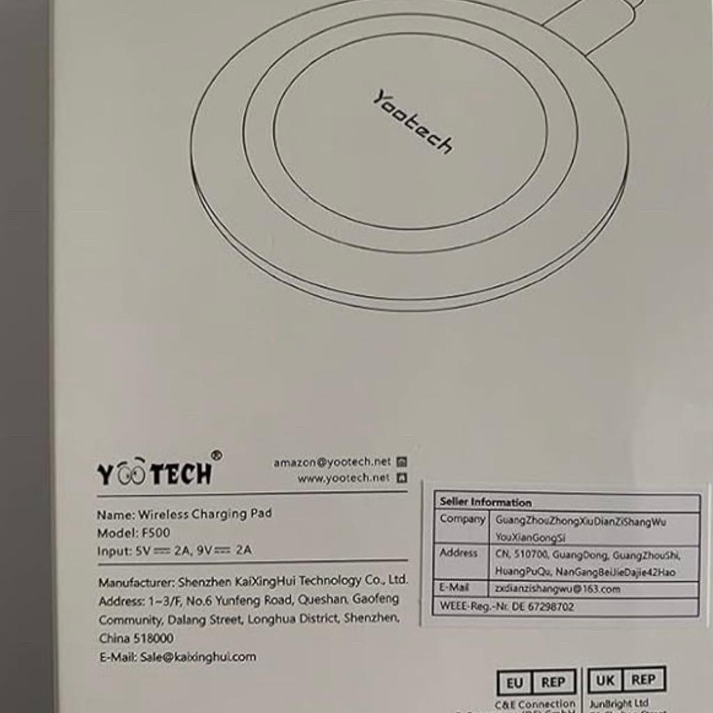 yootech Wireless Charger Kompatibel mit iPhone 15 14 13 12 11 Pro Max Mini, Kabelloses Ladegerät für iPhone SE 2022/XS MAX/XR/X/XR/8, Air Pods 3/Pro 2, 10W Max für Samsung S22/S21/S20/S10/Note 20/10. Das Produkt kostet auf Amazon 14,11€