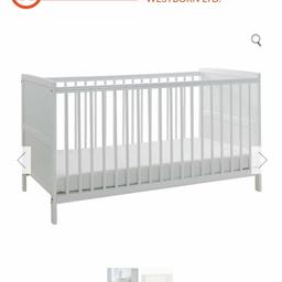 Sydney Cotbed White
This Kinder Valley 2-in-1 Sydney Cotbed is crafted from solid pine wood and has a stylish white painted finish. It has a contemporary new England style headboard with smooth slimline dowels, sleek side rails and the option of three base height positions. It also comes with teething rails attached to protect little teeth and gums. This clever design also allows you to convert the cot bed into a junior bed for when your child has outgrown their cot, suitable for up to 3 years (approx.) It comes flat packed and is easy to assemble.
Kinder valley flow foam mattress included
This is brand new in box and retails for £132.99 I'm selling for £90 why not check out my other items for sale