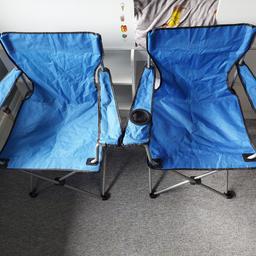 Two blue fold away chairs. 
One has a slight fraying but holds weight fine.