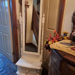 Tall shabby chic style mirror with drawer - made to look old and worn. It measures approx 5 ft 6 inches high x approx 1ft 9 inches wide x approx 1ft deep.
Collection only from Stourbridge. Delivery/postage is not available.