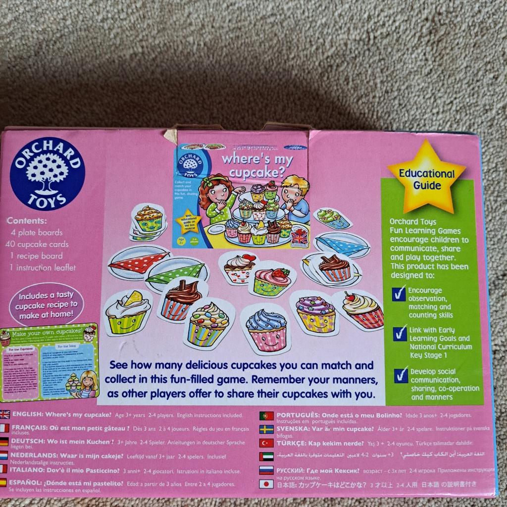 Cupcake game by Orchard toys
Excellent condition but box is not perfect
No instruction leaflet but I've looked and it's available to see online or download
Collection from Conisbrough or may be able to deliver local