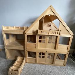 Wooden dolls house plus furniture and characters photo just shows a selection of furniture height 84cms length 100cms collection is from Wombwell South Yorkshire I’ve put it on for a friend