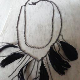 Black ladies necklace, with feathers. COLLECTION ONLY.