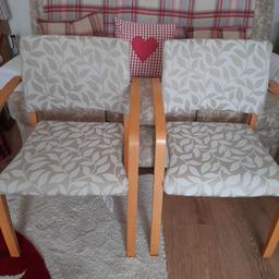 2 solid Beech Armchairs recovered in laura ashley fabric
fire tags attached
Good, solid chairs