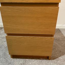 2 x IKEA Malm bedside tables in really good condition including glass for the top that protects the tables.