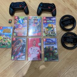 Various Nintendo Switch games/accessories, all in as new condition, due to lack of use, due to PlayStation.

Mario Odyssey - £30
Need for Speed - £25
FIFA 20 - £20
1-2 switch - £25
Steering wheels - £8 each

Minecraft - £25 - sold 
Lego Wars - £30 - sold 
1-2 switch - £25
Crash - Sold
Animal Crossing- Sold

Steering wheels - £8 each
Controllers - £10 each - sold