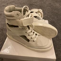 Women high top trainers cream white from Miss selfridge size 5/38 brand new and unused with original box.