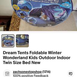 Dream Tents Foldable Winter Wonderland Kids Outdoor Indoor Twin Size Bed New 
In excellent condition 
Please do look my other items
From a pet an smoke free home
Only collection
Peckham