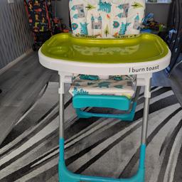 dinosaur cosatto high chair can be used from birth used about 4 times the most but little boy hated it so basically like new paid £140 for it any questions please ask 😀