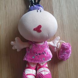 Girl keyring with Sarah on dress

New

Bubblegum by Russ @ Carlton cards

Approx height 13cm

Made in China

From a pet and smoke-free household

Collected £1