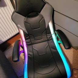 X Rocker gaming chair hardly used and wires have only been connected to check all works ok ready to sell. Slight damage on one edge when moved.
