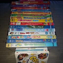 15x kids DVDs (see pics for titles) slight damage on a couple of the dvd boxs but nothing wrong with any of the dvds.

4x kids music CDs (see pics for titles)

Collection only from WS10 area.