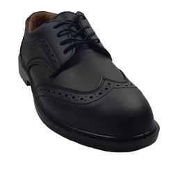 BLACKROCK BROGUE BLACK LEATHER SAFETY SHOES UK7 

This smart brogue safety shoe from Blackrock is solidly made and boasts a decorative pattern to the front and sides of the black leather material. The inner is lined with a tan coloured suede/leather and as a removable insole. Specifically designed for crossover use from the boardroom to a more industrial work space where safety footwear is required.  

Steel toe cap and protective midsole
Energy absorbing cushioned heel to reduce foot fatigue
Fuel oil resistant sole
Anti-static sole
Non-slip sole
High level of slip resistance
Smooth leather traditional design
Brogue pattern
