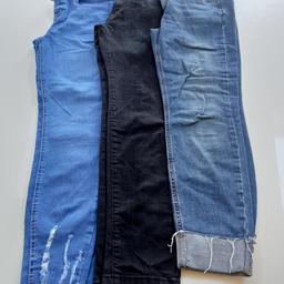 3 X ladies skinny jeans, 2 blue 1 black size 12 , " New look" worn few times so still excellent condition from pet and smoke free home DY6
