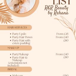 Specialists in bridal hair and makeup with very reasonable prices that use high end products please have a look at our work on
Instagram rehana_mua1