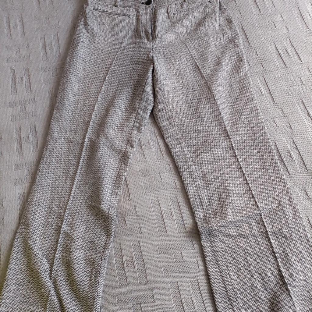size 14 cotton traders wool chevron patterned trousers. selling due to weight loss. 28 inch inside leg.