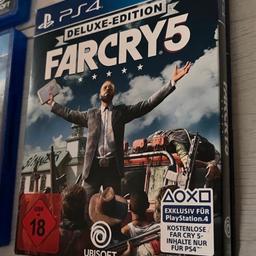 Farcry 5 Deluxe Edition für ps4 
Alle Extras in der Box sind noch vorhanden und unbenutzt 
Sehr guter Zustand