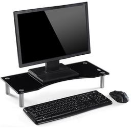 Black gloss computer monitor & TV screen display stand
Brand new and in original packaging- was never used. Collect from e14 7an. 
8mm TOUGHENED CLEAR GLASS - 560mm x 240mm x 90mm
ADJUSTABLE FEET - The height of the unit can be increased by up to 20mm by simply adjusting the feet
SCULPTED SHAPE - Ideal when space is at a premium, the unit can be placed against a wall allowing space for your cables
HELPS REDUCE UPPER BACK AND NECK STRAIN - Lifts your PC monitor to an improved height to lessen strain on your upper back and neck, improving your posture and viewing angle of the screen
EASY ASSEMBLY