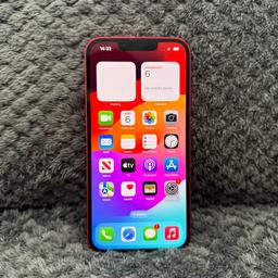 iPhone 13 red 128GB unlocked. In immaculate condition, like new. Always been in case and screen protector. All works perfectly, no issues at all. Any questions feel free to ask thanks.