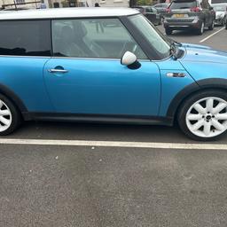 Mini Cooper s 2004 
1.6 SUPERCHARGED 
NEW MOT TILL March 2025
118,000 MILES
1598 cc
202 g/km
2 AXLE RIGID BODY
3 dr
Petrol
Manual 
Black interior with Leather seats
Electric Windows
Air-Conditioning
Electric Mirrors
White Alloy wheels
Roof- white
New clutch

Offers welcomed