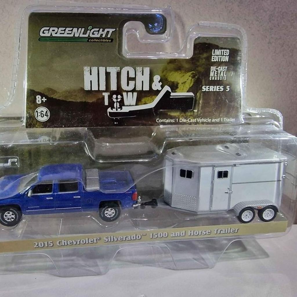 1:64 Greenlight Hitch and Tow 2015 Chevrolet Silverado with Horse Trailer NEW and Sealed
New and Sealed
Model:- Excellent condition
Box :- Good condition
Please look at photos carefully as they form part of description
£14.00
+ P&P If needed