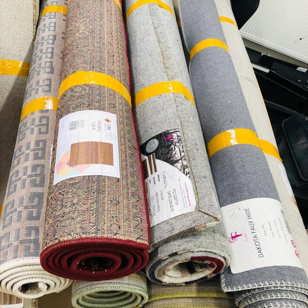 We have 16 Rugs.
Size will be 120x170, 120x180, 160x230, 160x235.
New and slightly Used Imported Quality Carpets.
Check the Image for Brand, Condition and Price.