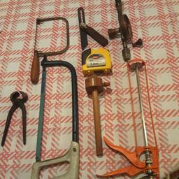 see photo please note all different prices
Stanley 84/183 7" Pincers £5 (New)
Stanley No 5025 Sliding Bevel £6
7.5 Metre measuring tape £5 (New)
 Cox Wexford Mastic Gun £4 (New)
Eclipse 20T HACKSAW @ blade £5
Eclipse CP7 Coping/ Fret saw @ blade  £5
Millers Fall Hand Drill £6
Vintage Wood Gauge £5 (Kelly @ sons Liverpool) £5
or £40 for job lot will sell in any order pick up Barnsley S75 2NR
